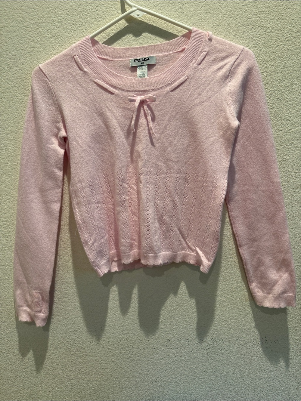 RSQ Pastel Pink Tie-Neck Knit Top